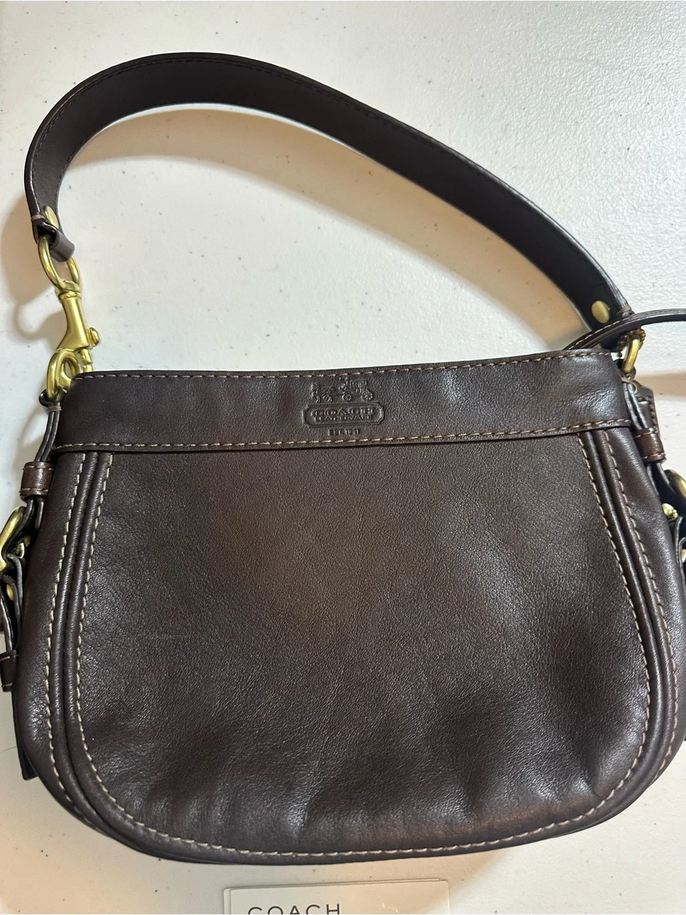 COACH Zoe Y2K Vintage Small Mini Hobo Shoulder Bag Purse Brown Leather